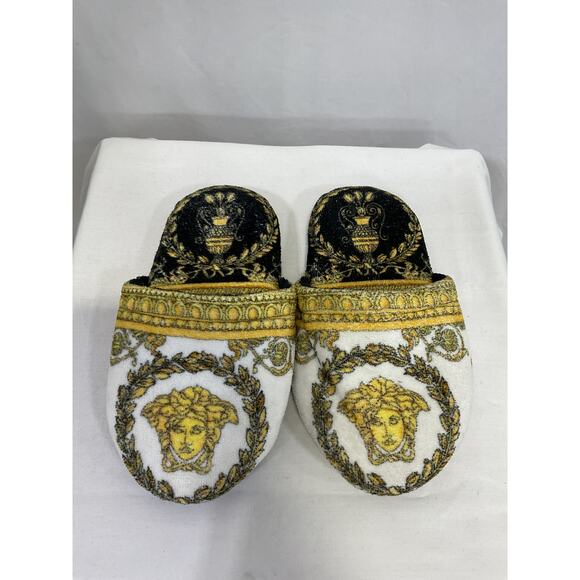 Versace I Heart Baroque White Cotton Slippers Size S - Picture 4 of 8